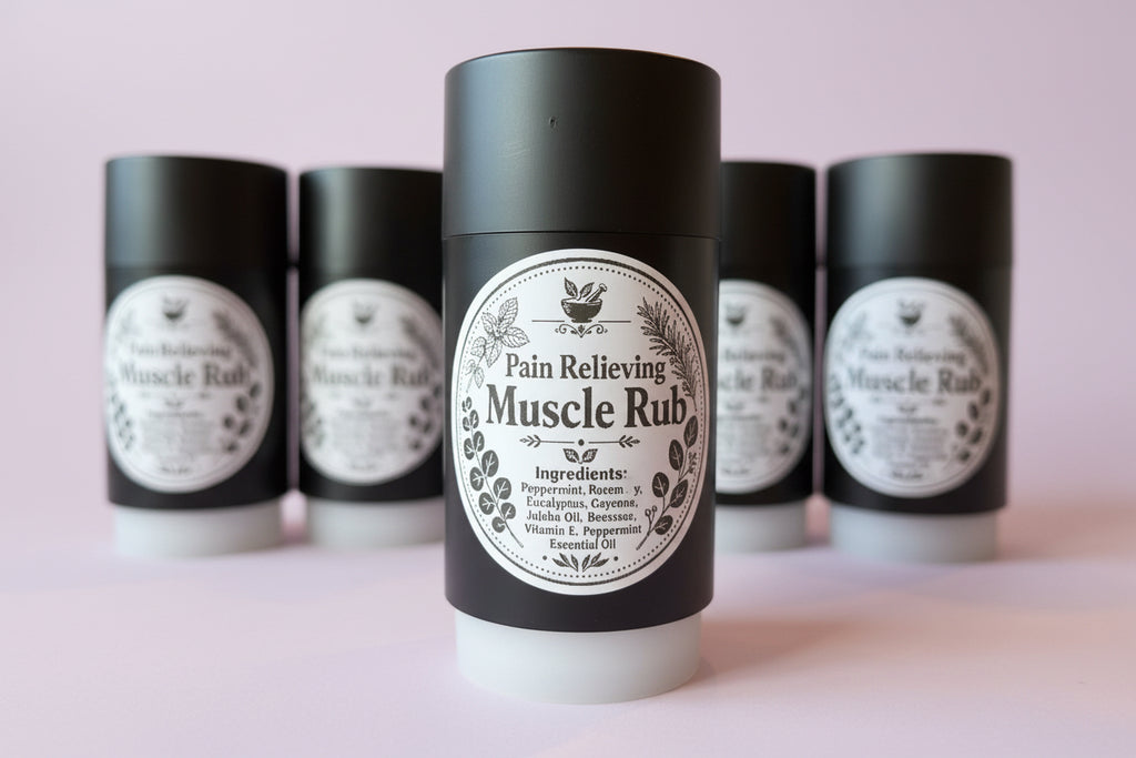 Pain relieving muscle rub stick
