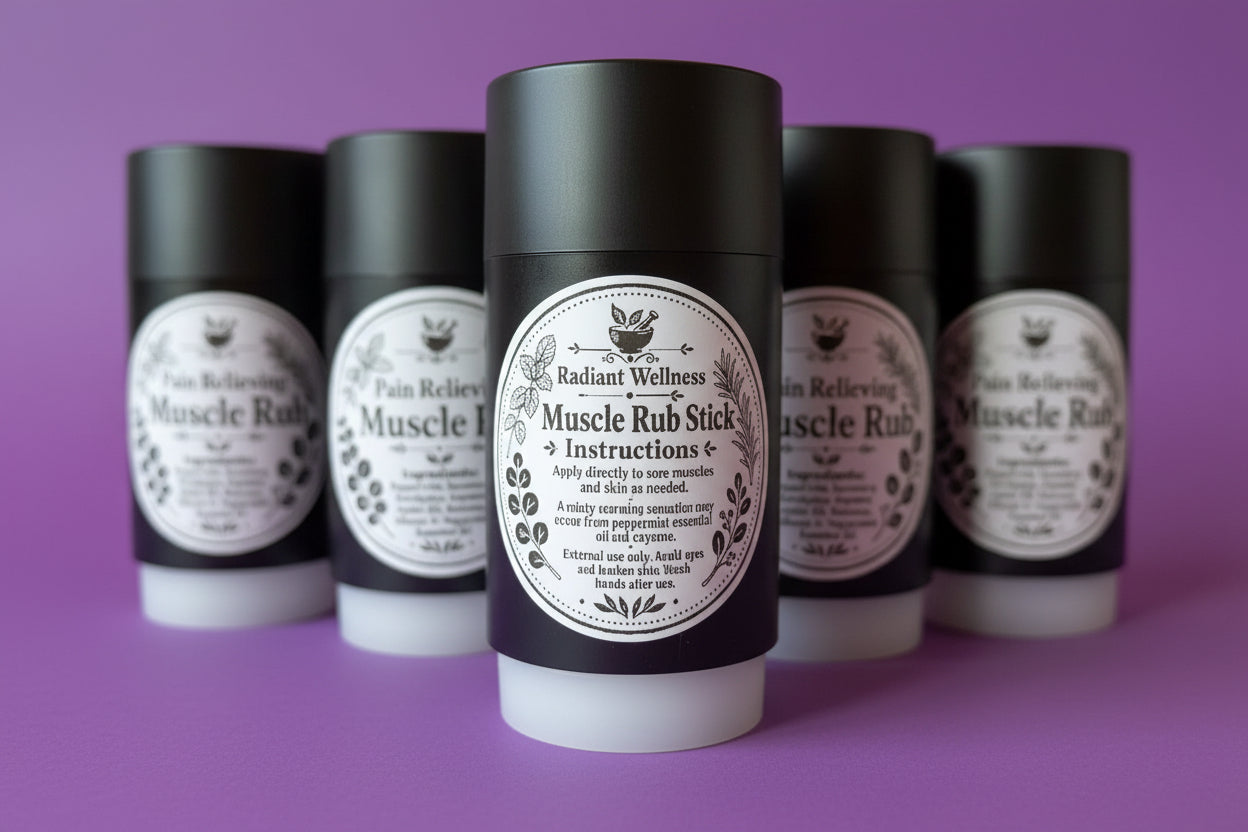 Pain relieving muscle rub stick
