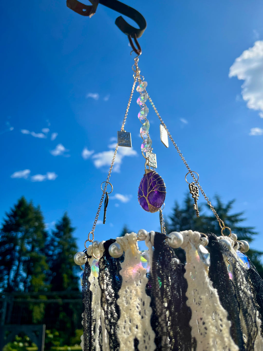 Veil Of Fortune Protection/Manifesting Sun Catcher w/tree of life Amethyst