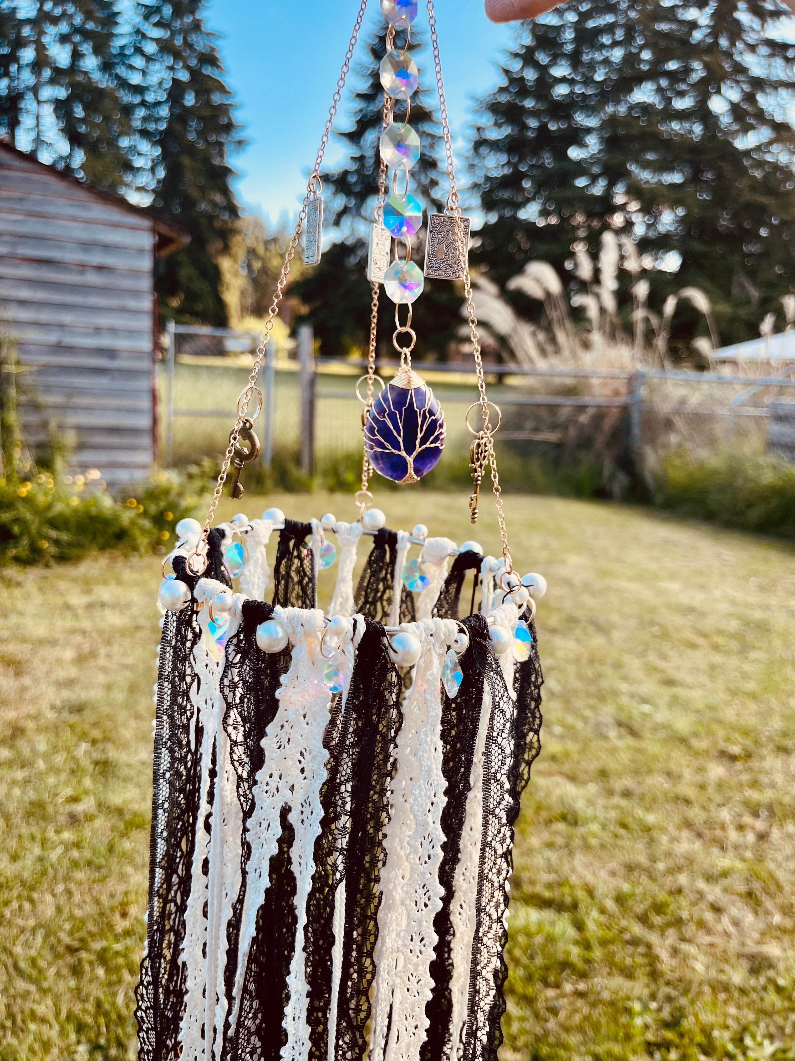 Veil Of Fortune Protection/Manifesting Sun Catcher w/tree of life Amethyst